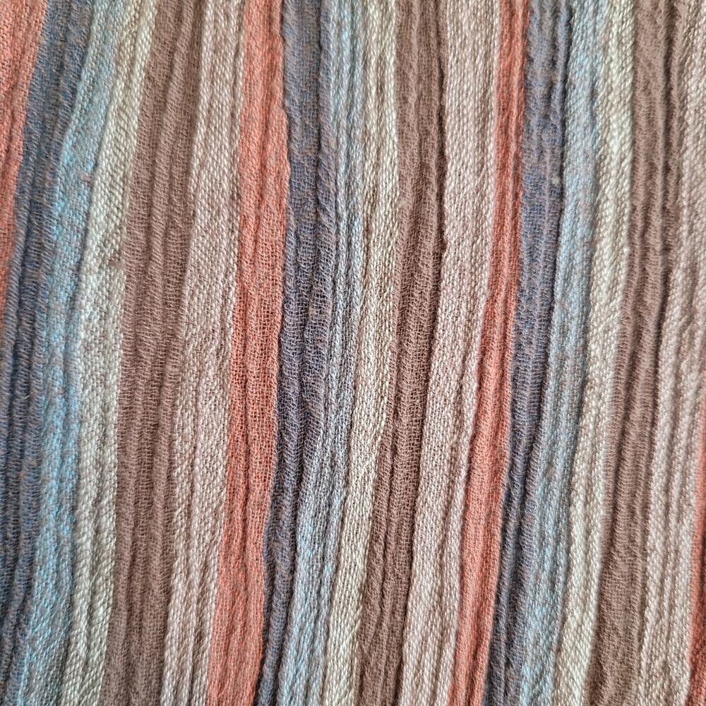 Pact Pants Woman Large Brown Striped Organic Cotton Cropped Gauze Boho - Picture 4 of 15